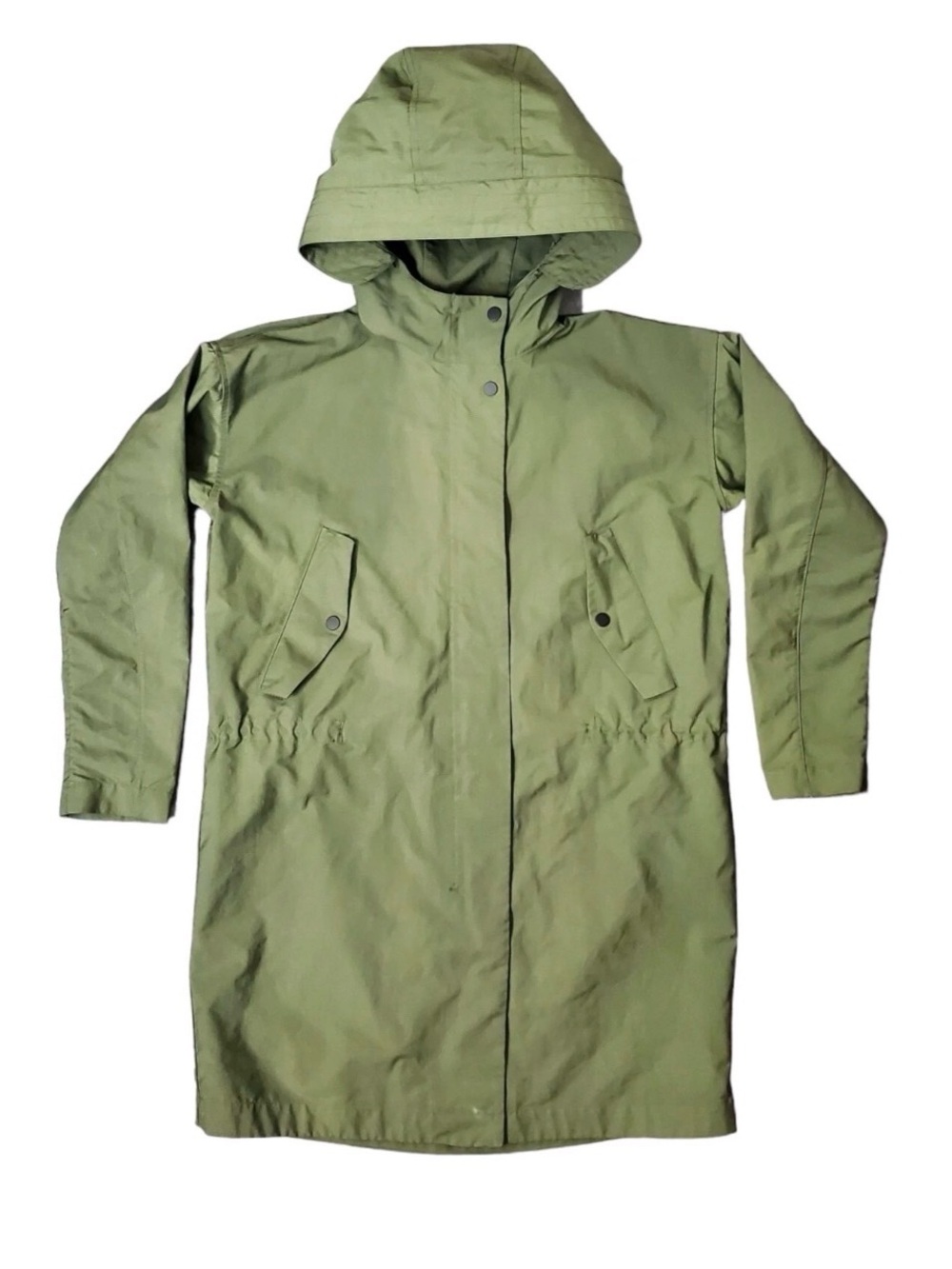 Everlane Unisex Olive Hooded Trench Coat
